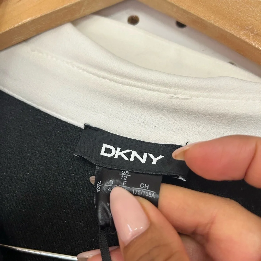 DKNY Black and White Long Sleeve Dress